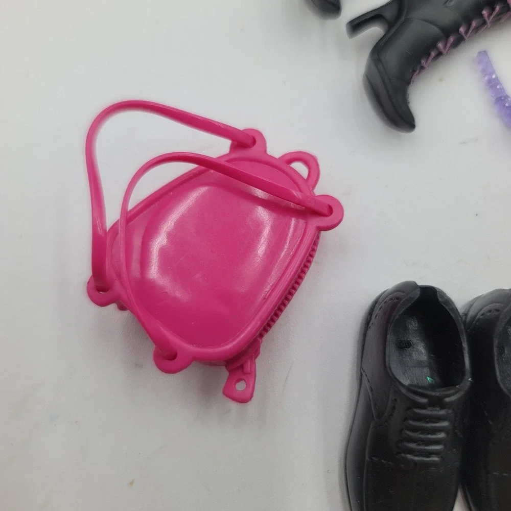 Barbie Fashion Fever Lot Boots Pink Heels Dress Shoes Backpack Tiara Set